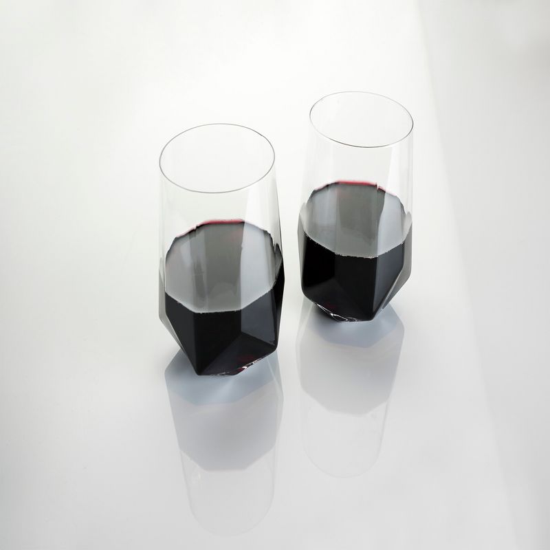 Viski Raye Faceted Crystal Wine Glasses Set of 2, 5 of 13