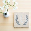 Personalization Mall Farmhouse Floral Personalized Letter Tumbled Stone Coaster Set - 4 of 4
