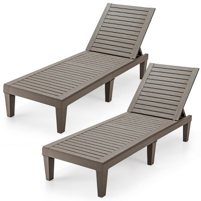 Tangkula 2PCS Patio Lounge Chair Chaise Recliner Adjustable Backrest Outdoor&Indoor Black/Brown