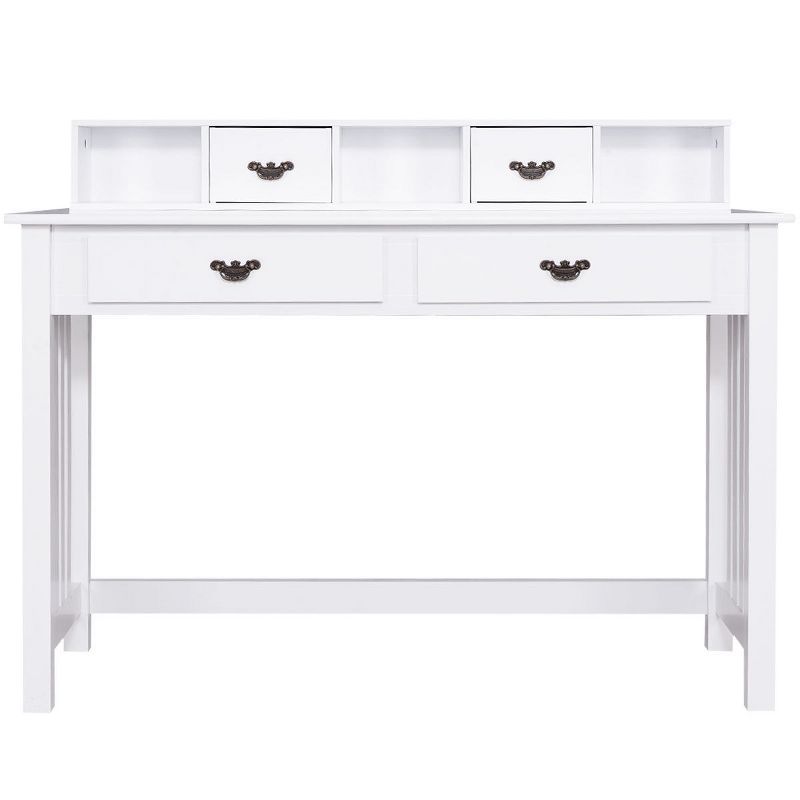 Costway Writing Desk with Drawers and Removable Hutch Solid Wood Legs Concise Style, 2 of 9