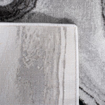 Grey and Green Abstract Hand-knotted Synthetic Area Rug