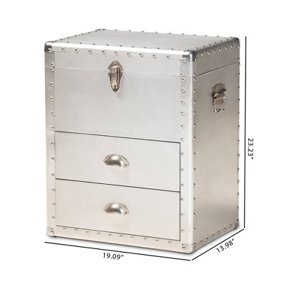 Serge Silver Metal Industrial 2-Drawer Accent Cabinet