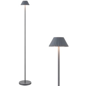 JONATHAN Y Mallory Modern Minimalist Indoor/Outdoor Iron Pleated Shade Rechargeable/Cordless Dimmable Integrated LED Floor Lamp - 1 of 4