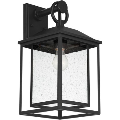 Black Metal Mission Outdoor Wall Light with Clear Glass