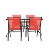 Flash Furniture Brazos 5 Piece Outdoor Patio Dining Set - Tempered Glass Patio Table, 4 Flex Comfort Stack Chairs - 3 of 4