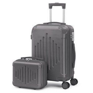 Karl Home 2 Piece Set ABS Trolley Cases striped Pattern Luggage (12in   20in) Grey - 1 of 4