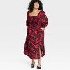 Latino Heritage Month Women's Long Sleeve Midi Smocked Dress - Black - 3 of 4