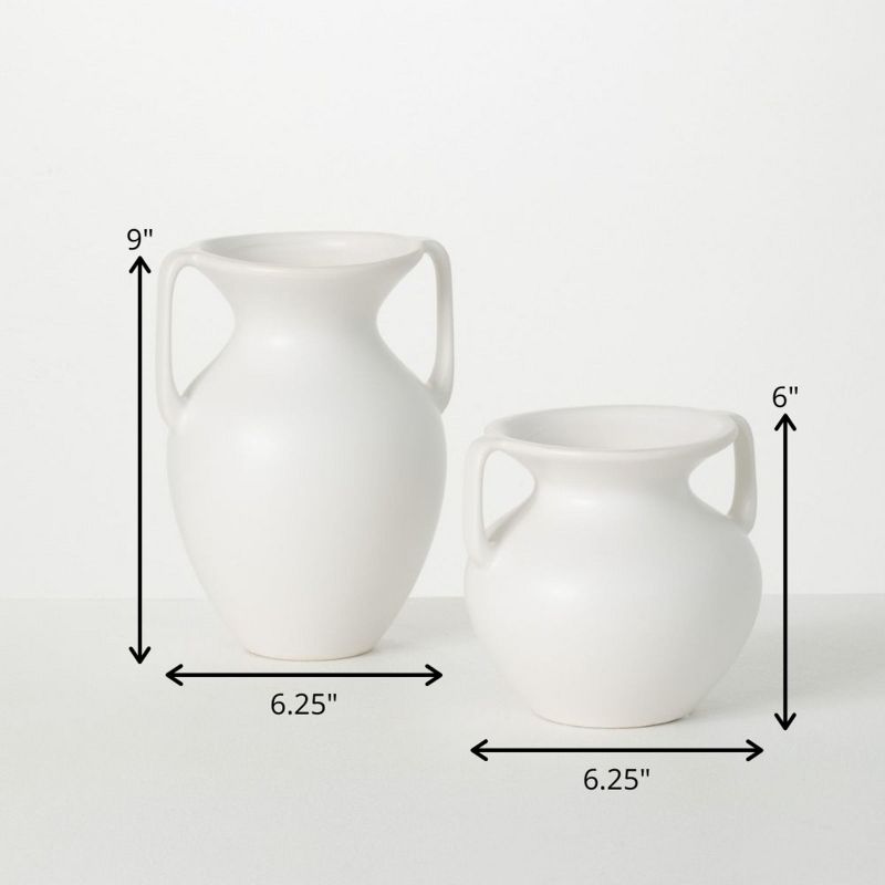 Sullivans Bisque Ceramic Handled Ceramic Urn Set of 2, 9"H & 6"H White, 5 of 6