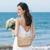 Small Summer Crossbody Bags for Women, Beach Handmade Straw Woven Pocketbooks Handbag Shoulder Purse (Hollow Out Coffee) - 3 of 4