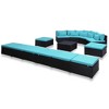 vidaXL 9 Piece Patio Lounge Set - Poly Rattan Outdoor Furniture with Blue Cushions, Waterproof and Weather-Resistant, Adjustable Sun Loungers - 4 of 4