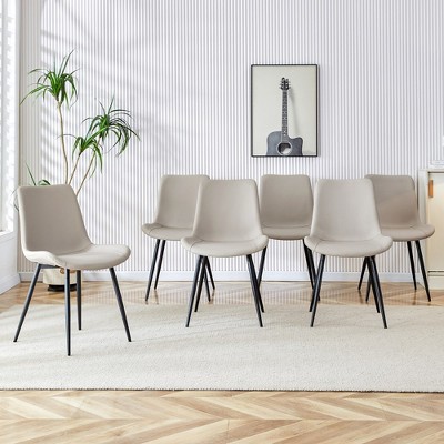 LOVMOR 6-piece artificial leather backrest cushion dining chair