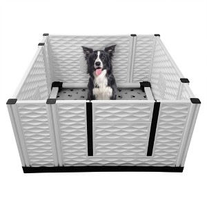 EZwhelp EZclassic Tall 48 x 48 Padded Dog Whelping Box with Removable Rails, 3 Piece Entrance Door, Pad and Canvas Floor Liner, Gray - 1 of 4