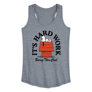 Women's - Peanuts - Hard Work Being Cool Snoopy Graphic Racerback Tank - 1 of 4