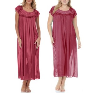 Ezi Satin Silk Nightgown For Women - Soft & Breathable Womens Sleepwear- Short Sleeves Womens Sleepwear - 1 of 4