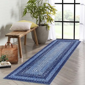 Braided Area Rug with Non-Slip Backing, Modern Accent Carpet for Bedroom, Living Room, Dining Room & Hallway, Foldable Low Pile Throw Rug - 1 of 4