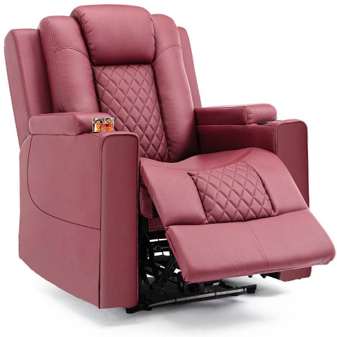 Comhoma Recliner Chair Electric Massage Recliner Sofa With Led Pu Leather Reclining Chair Red Target