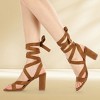 Allegra K Women's Open Toe Front Crisscross Chunky Heel Lace Ups Sandals - 2 of 4