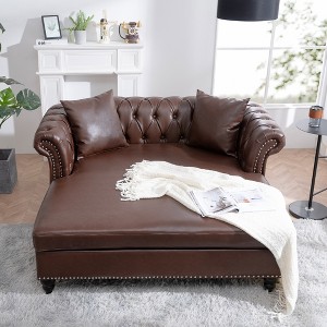 GDFStudio Marion 63"W Oversized Upholstered Chaise Lounge with 2 Pillows - 1 of 4