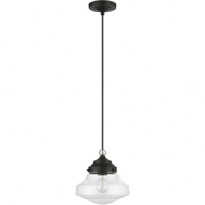 Avondale Mini Pendant with Clear Glass Shade - Black/Brushed Nickel