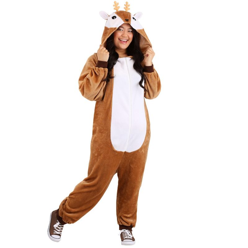 HalloweenCostumes.com 2X  Fawn Deer Plus Size Costume, White/Brown, 1 of 2
