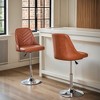 VECELO Modern 360° Swivel Bar Stool, Height Adjustable PU Leather Chair with Backrest for Kitchen Counter, Brown/White - 2 of 4