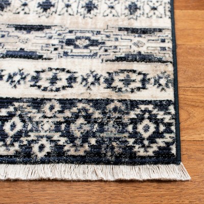 Ivory and Black 4' x 6' Hand-Knotted Oriental Rug