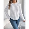 Coolmee Women's Cable Knit Sweaters Long Sleeve Crewneck Chunky Loose Fit Pullover Tops - 4 of 4