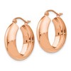 Black Bow Jewelry 7mm x 21mm 14k Rose Gold Half Round Open Back Hoop Earrings - 2 of 4