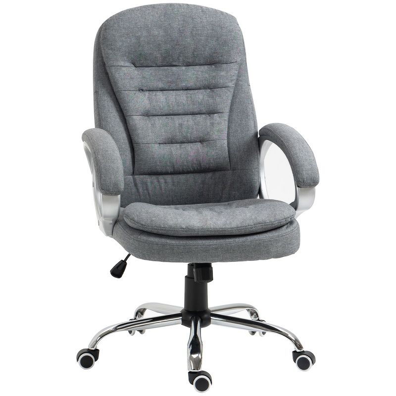 Vinsetto High Back Home Office Chair Executive Computer Chair with Adjustable Height, Upholstered Thick Padding Headrest and Armrest - Grey, 1 of 9