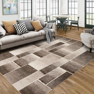 Modern Geometric Patchwork Rug - Large Living Room, Bedroom, Dining Room Carpet - Nursery, Home Office Floor Decor