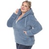 Plus Size Hooded High Pile Fleece Jacket - White Mark - 2 of 4