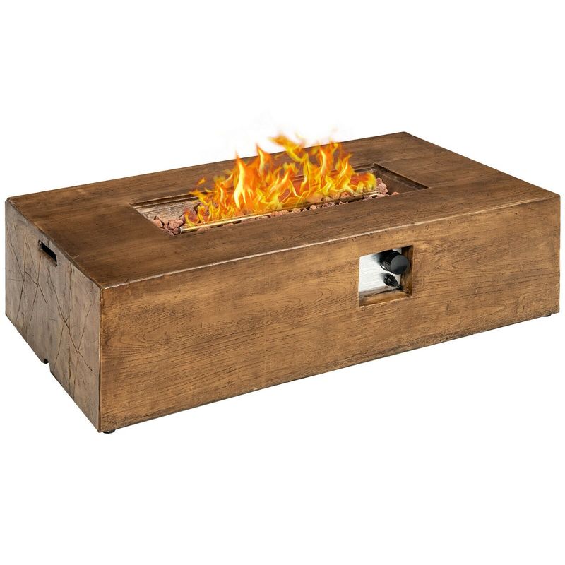 Costway 48 x27-inch Outdoor Gas Fire Pit Table 50,000 BTU W/ Lava Rocks & Cover, 1 of 10
