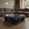Modern Square Coffee Table with Faux Travertine Finish, Contemporary Textured Accent Table for Living Room or Office - Cuddlewood - 2 of 4