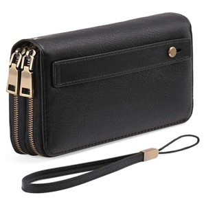 Women’s Leather Clutch Wallet – RFID Blocking Wristlet Purse with Large Capacity, Credit Card Holder, Zipper Pocket & Hand Strap - 1 of 4