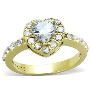 Slickblue Gold Heart CZ Engagement Ring – Halo Setting, Polished Band, Valentine’s Style, Women’s Sizes 5-10 - 1 of 4