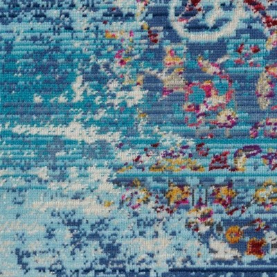 Vintage Kashan Blue Round Synthetic Area Rug - 24 in