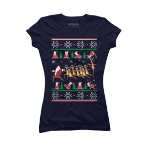 Junior's Design By Humans Yoga Christmas By sophialada T-Shirt - 1 of 3