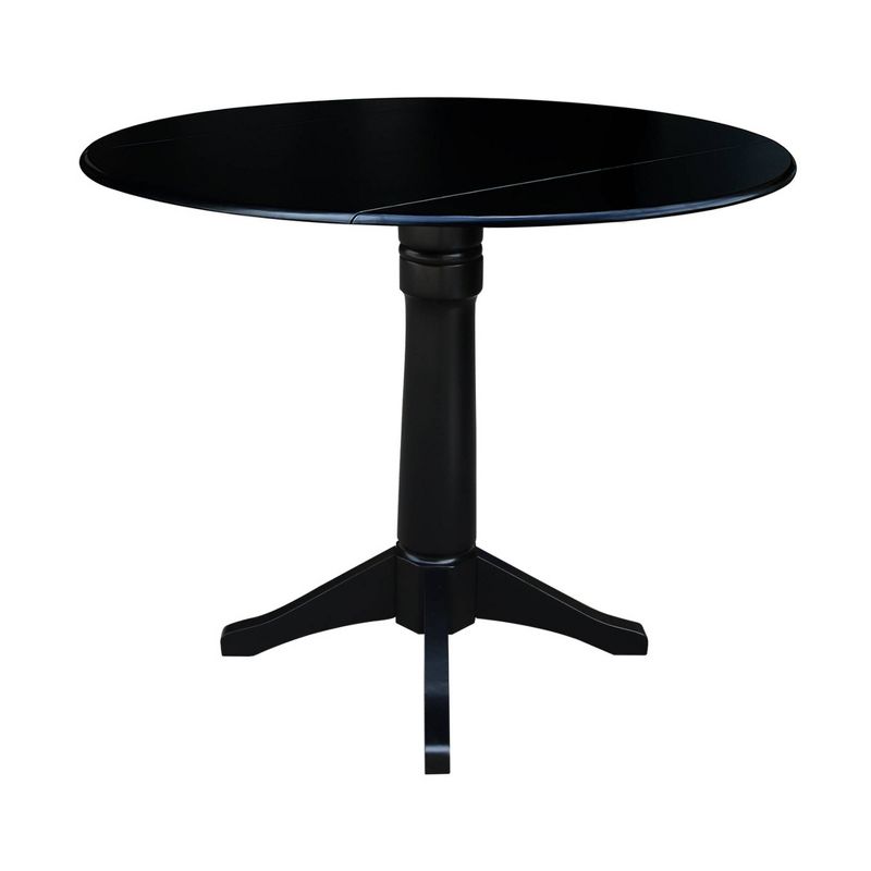 Sandon Round Dual Drop Leaf Pedestal Table Black - International Concepts, 3 of 10