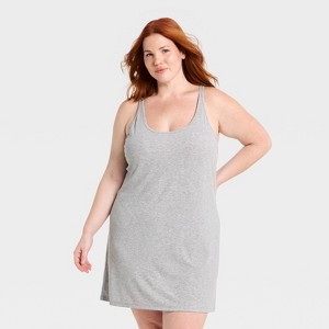 Women's Cooling Ribbed Jersey Tank Dress - Auden Heather Gray 4X