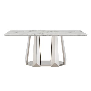 Dolonm 70-inch Modern Faux Marble Dining Table with Stainless Steel Base for 6 People - 1 of 4