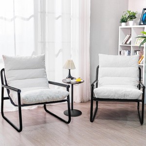 Hooseng Modern Accent Chair, Fluffy Living Room Chair with Removable Cushion, Armchair Chairs With Metal Frame for Bedroom Balcony Reading Room - 1 of 4