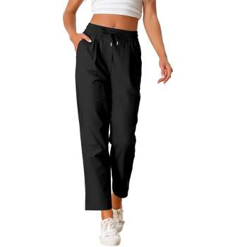 Allegra K Women's Drawstring Elastic Waist Tapered Casual Linen Pants with Pockets