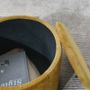 Gulches 2-Piece Round Chenille Storage Ottoman Set (Dark Yellow) - 23.62"x23.62"x16.53", MDF Desktop Panel + Drum Stool, Hidden Storage - 3 of 4