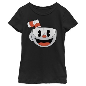 Girl's Cuphead Smile Portrait T-Shirt - 1 of 4