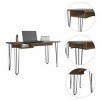 GlasFlength Desks Metal Frame Rustic Computer Desk Gaming Desk Home Office Desk Simple Design for Small Spaces, Brown, 21.7"*55.1"*29.2" - 3 of 4