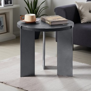 Wood & Metal Round Modern Coffee Table - 1 of 4