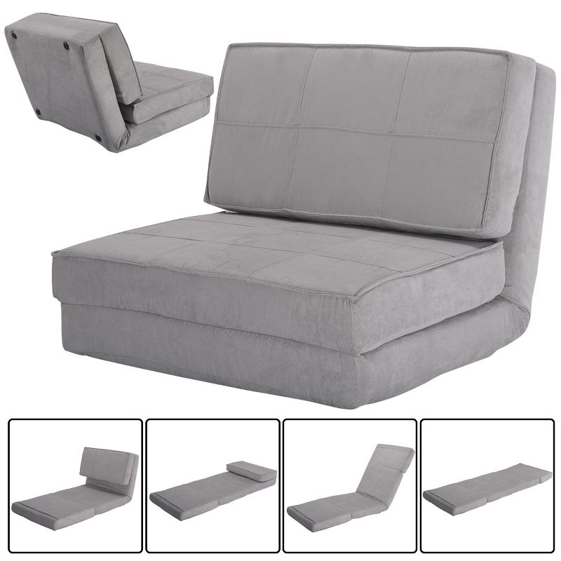 Tangkula Fold Down Chair Convertible Couch GrayBlack, 2 of 11