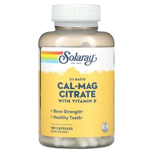 Solaray Cal-Mag Citrate with Vitamin D-3, 2:1 Ratio , 180 Capsules - 1 of 2