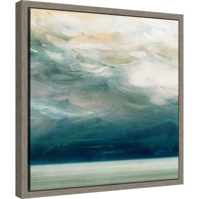 Ocean Breeze Abstract Teal and Beige Canvas Print