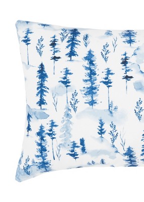 Winter Forest Blue and White Christmas Throw Pillow
